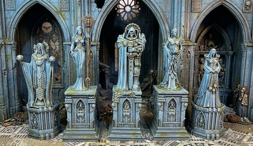 Tabletop Terrain -10 Pieces- Statues & Statue Ruins- Great for Warhammer 40K/AOS