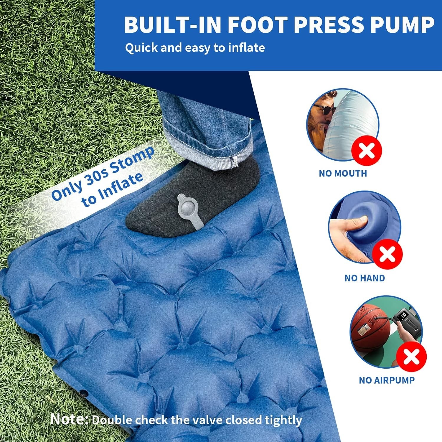 Ergonomic Inflatable Sleeping Mat with Built-in Pump - Ideal for Camping Trips
