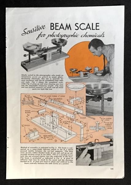 Balance Beam Scale 1939 How-To build PLANS