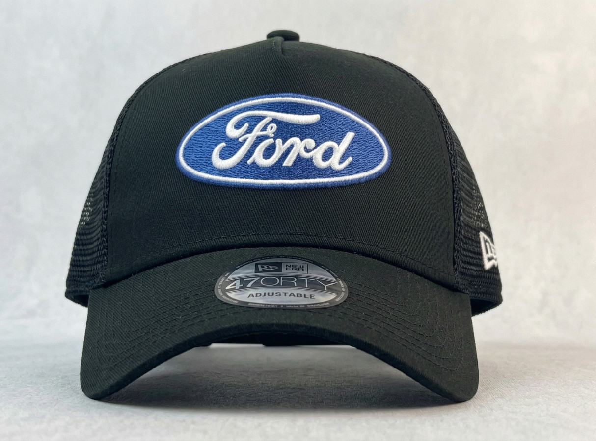 Ford Trucker Hat Black Mesh Back Adjustable Snapback Cap Embroidered