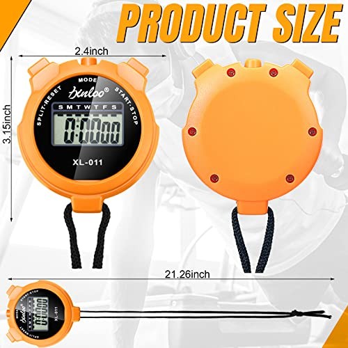 Pack of 12 Orange Multi Function Digital Stopwatch Timers