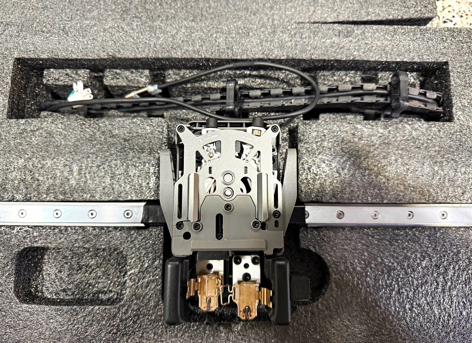 Bambu Lab H2D dual nozzle tool head with x-axis assembly