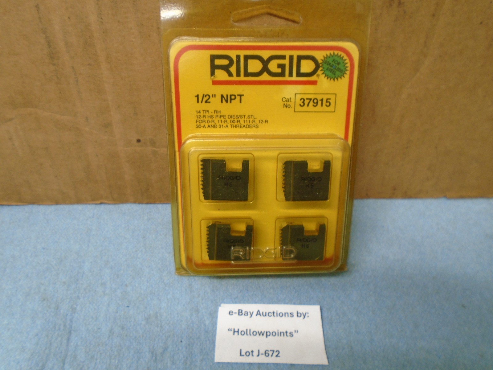 Ridgid # 37915 Alloy RH Pipe Dies 1/2" NPT 14 TPI NEW NOS For Threaders J672