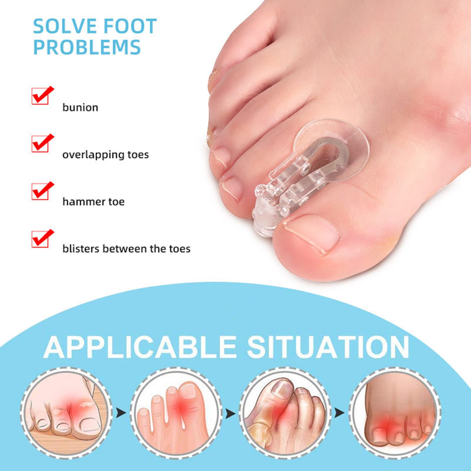 Invisible&Comfortable SEBS Toe Orthotic Pad Phantom Exostosis Pain Relief