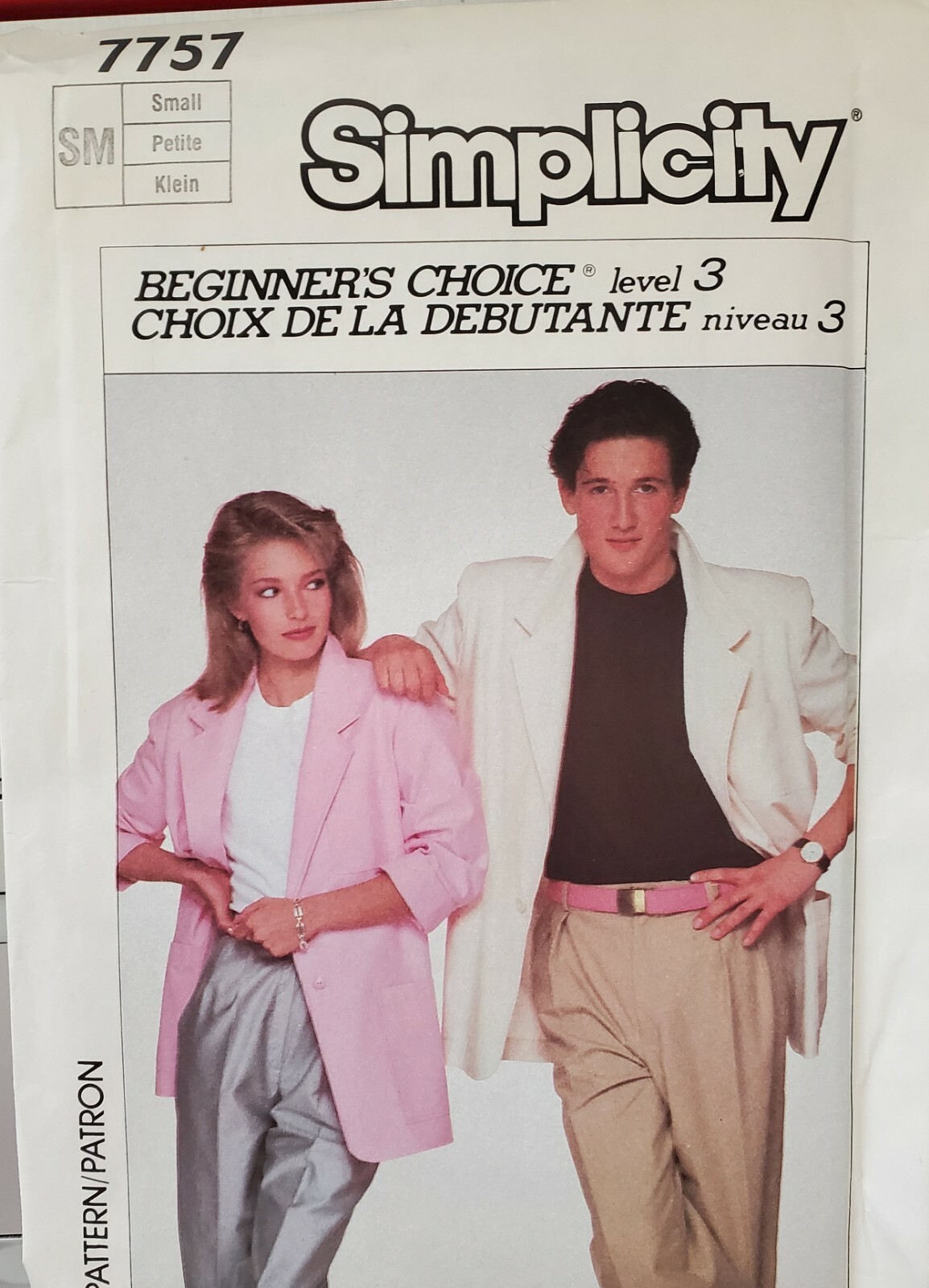 Simplicity Beginner's Choice level 3 pattern 7757 Unlined Jacket sz Small uncut