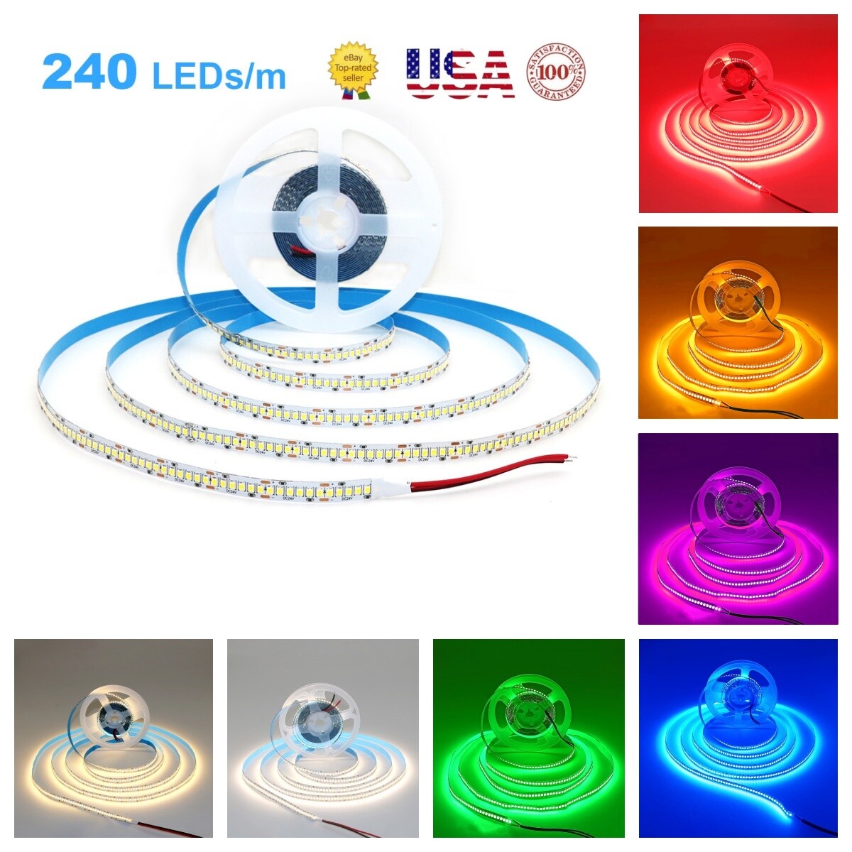 12V 16.4ft/roll PCB LED Light Strip 240LED/M Flexible Lighting for Home Party US