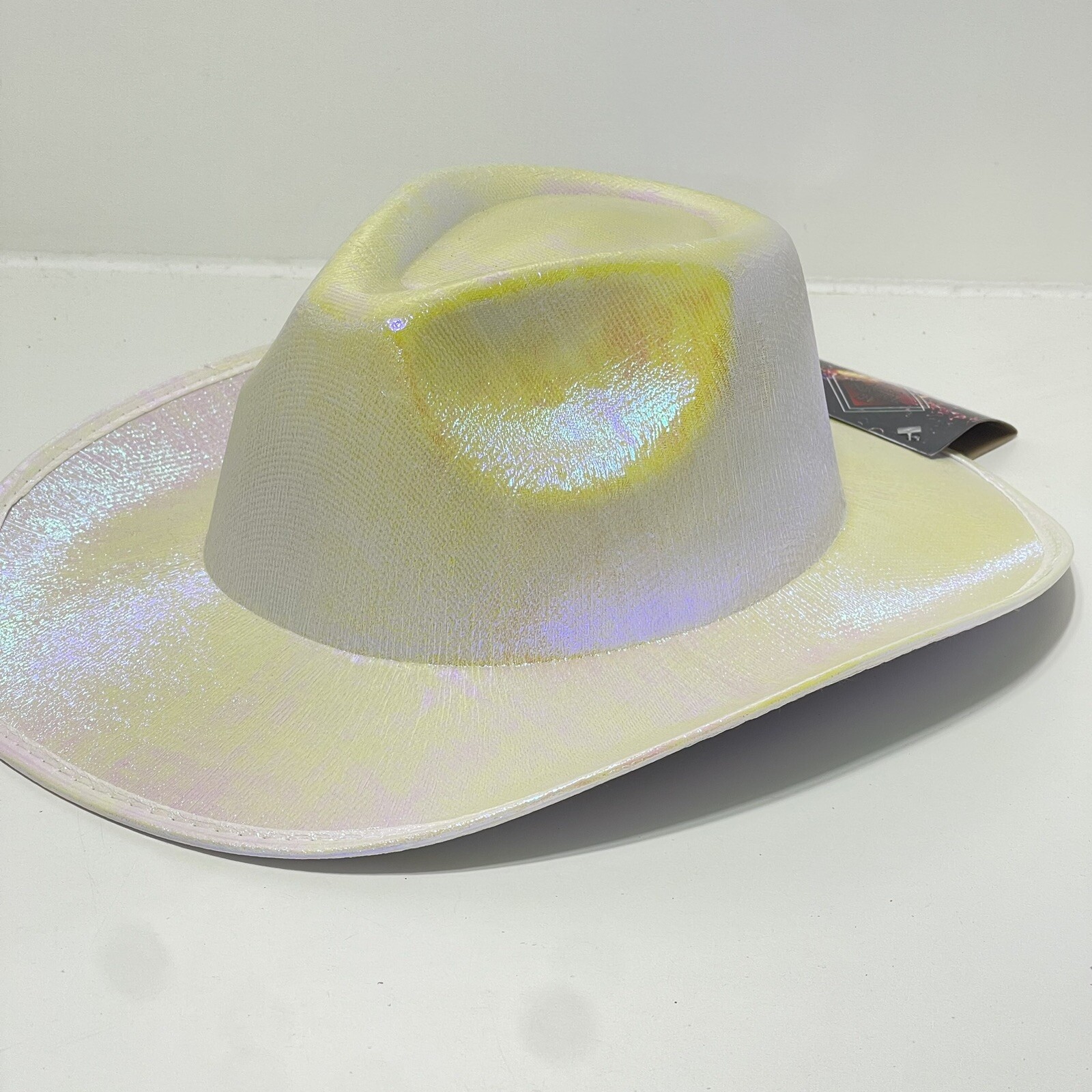 Iridescent White Cowboy Hat Music Festival Halloween Adult Costume Accessory