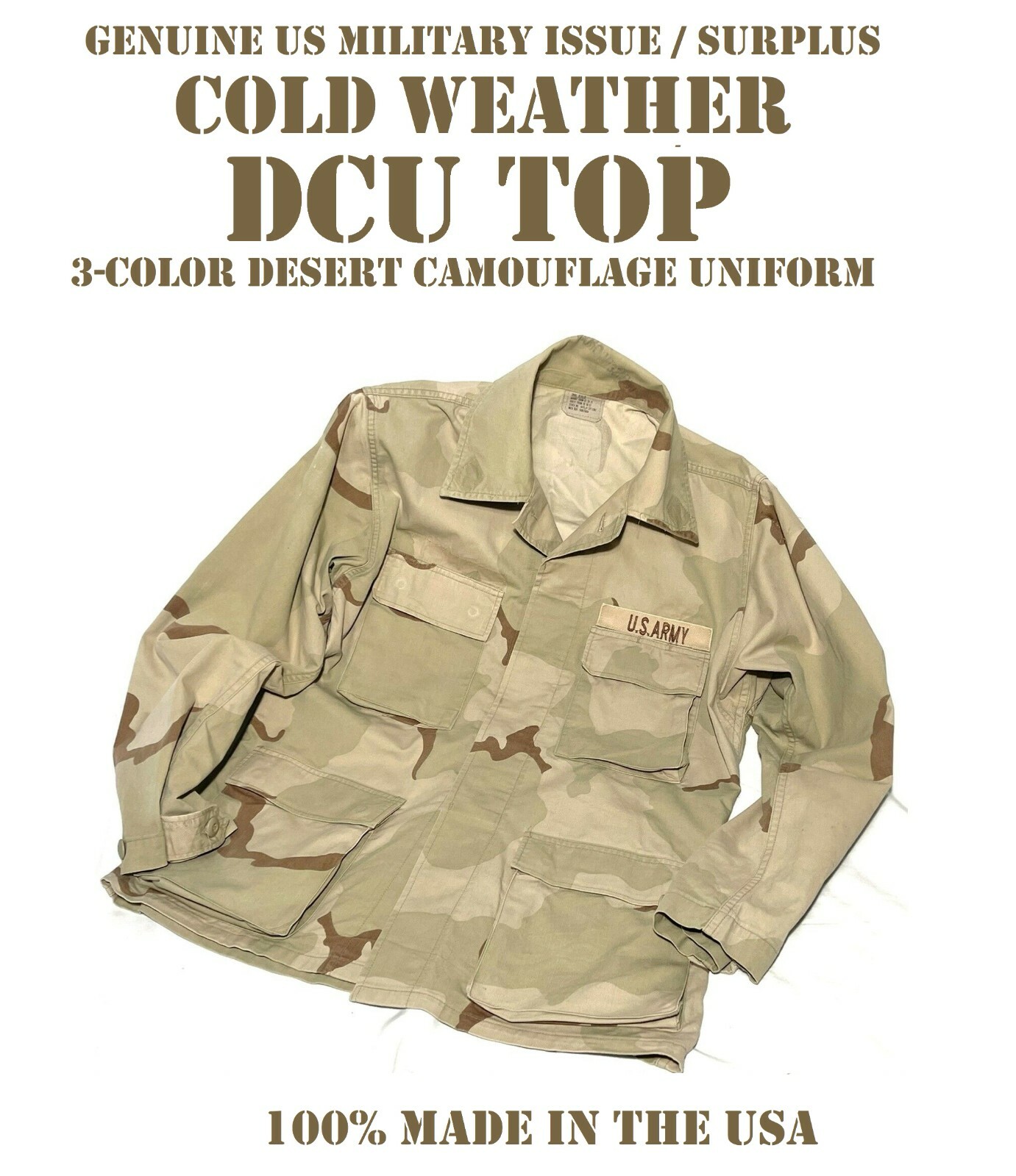 VG US MILITARY MEN'S L-SHORT DCU COLD WEATHER COAT SHIRT TOP DESERT CAMO UNIFORM