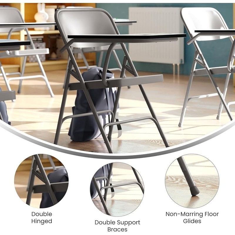 Steel Folding Chair W/ Tablet Arm Classroom Office Study Group Work Seating New