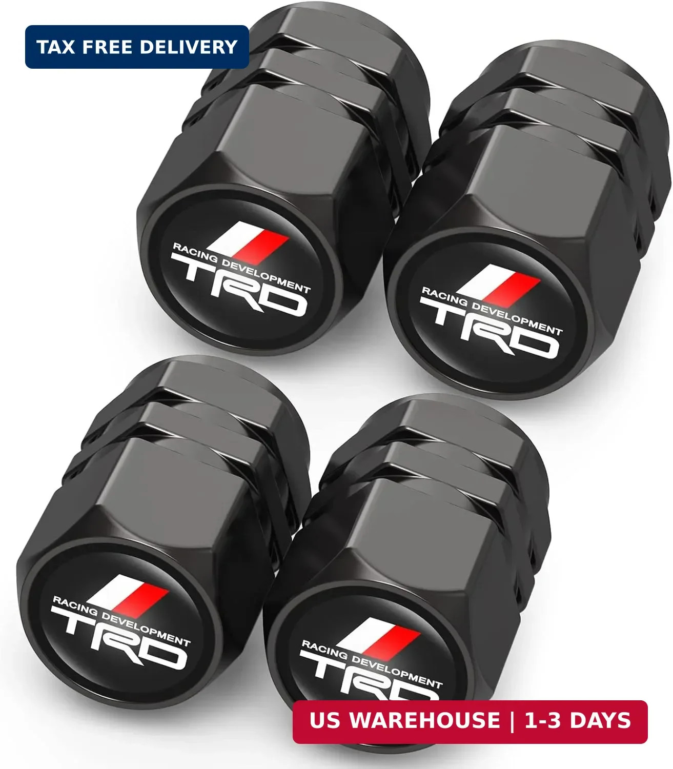 Alloy Valve Stem Caps Compatible with Toyota TRD Sequoia Tundra Tacoma 4Runner T