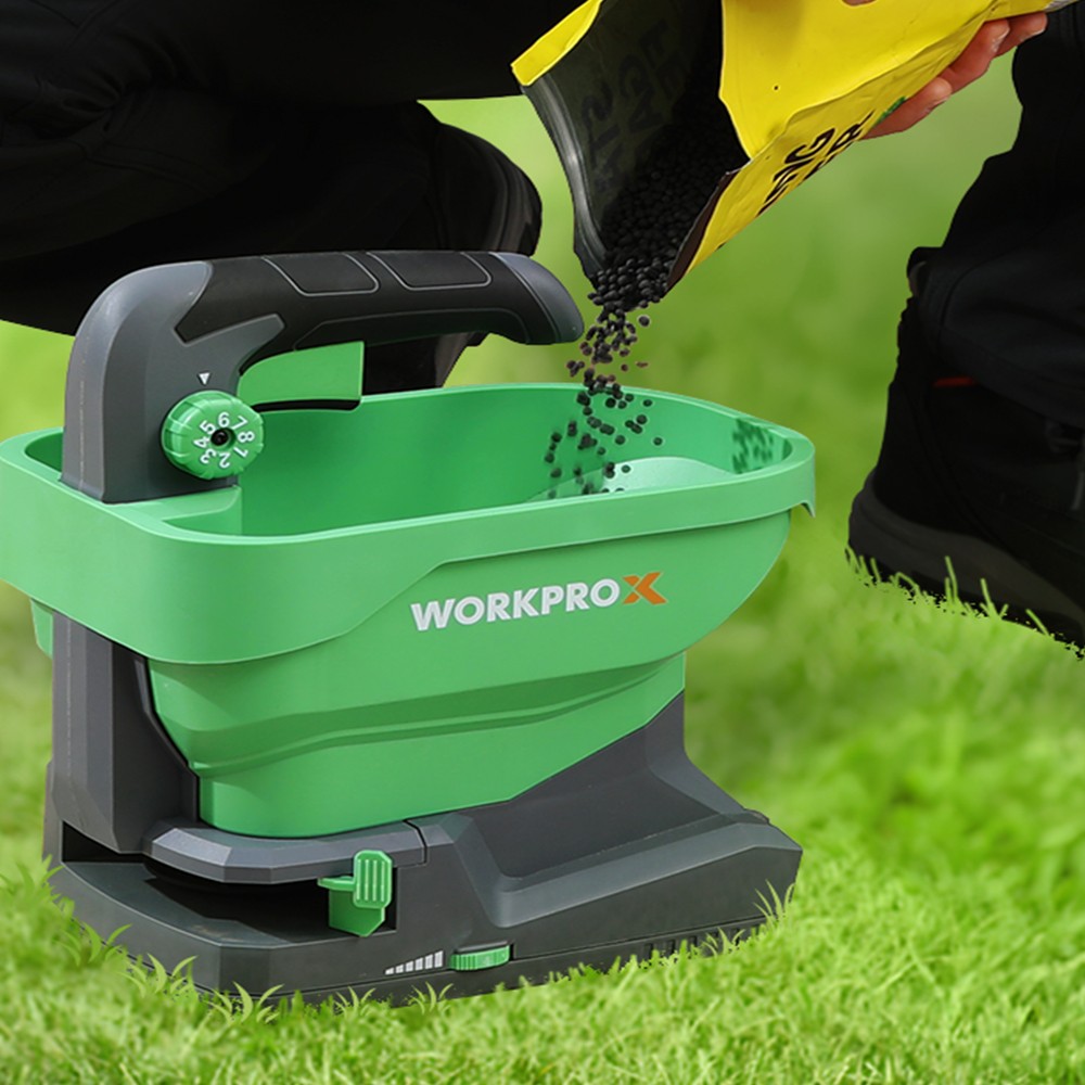 WORKPROX Fertilizer Spreader Holds up to 6458 sq.ft. for Salt De-Icer Earth Seed
