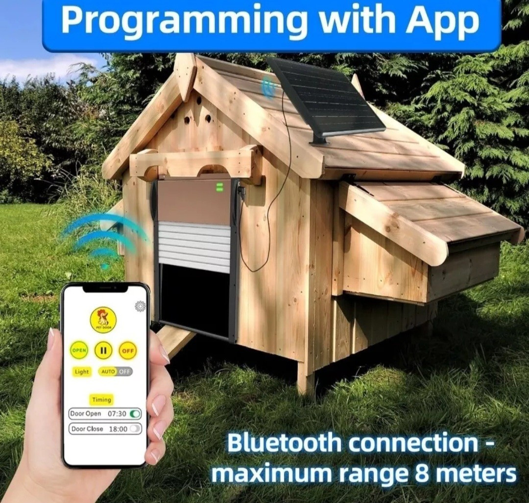 Smart Automatic Chicken Coop Door Solar Powered Timer/Light Sensor Setting Remo