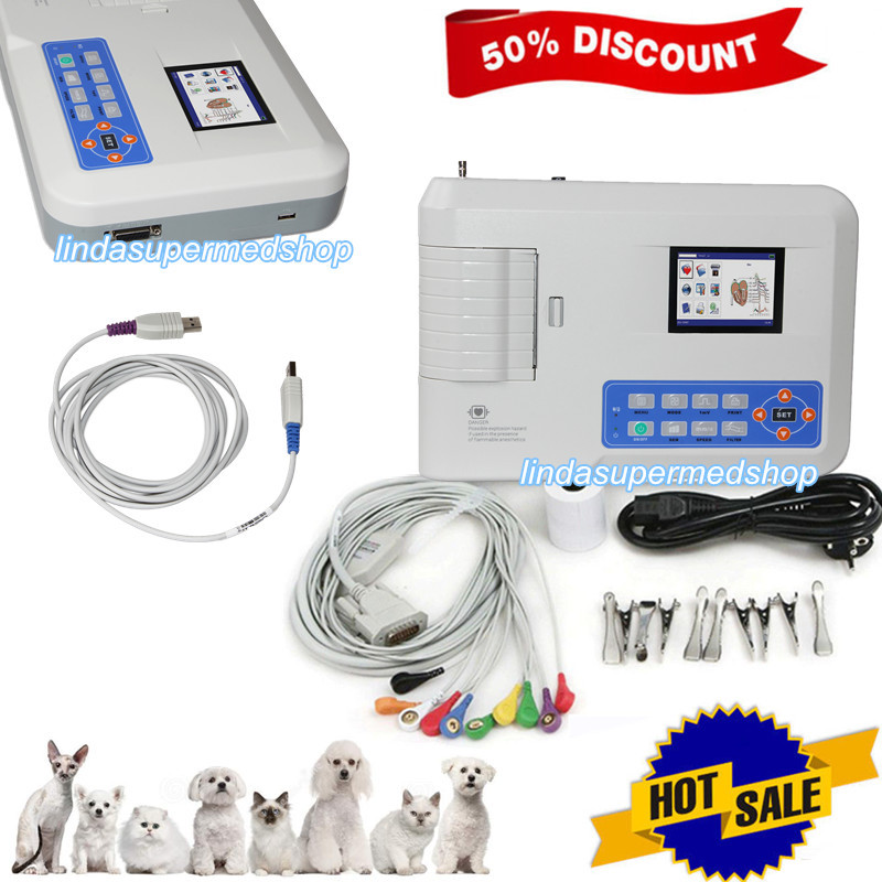 ECG300G-VET Veterinary 3 Channel 12 Lead ECG/EKG Monitor Electrocardiograph
