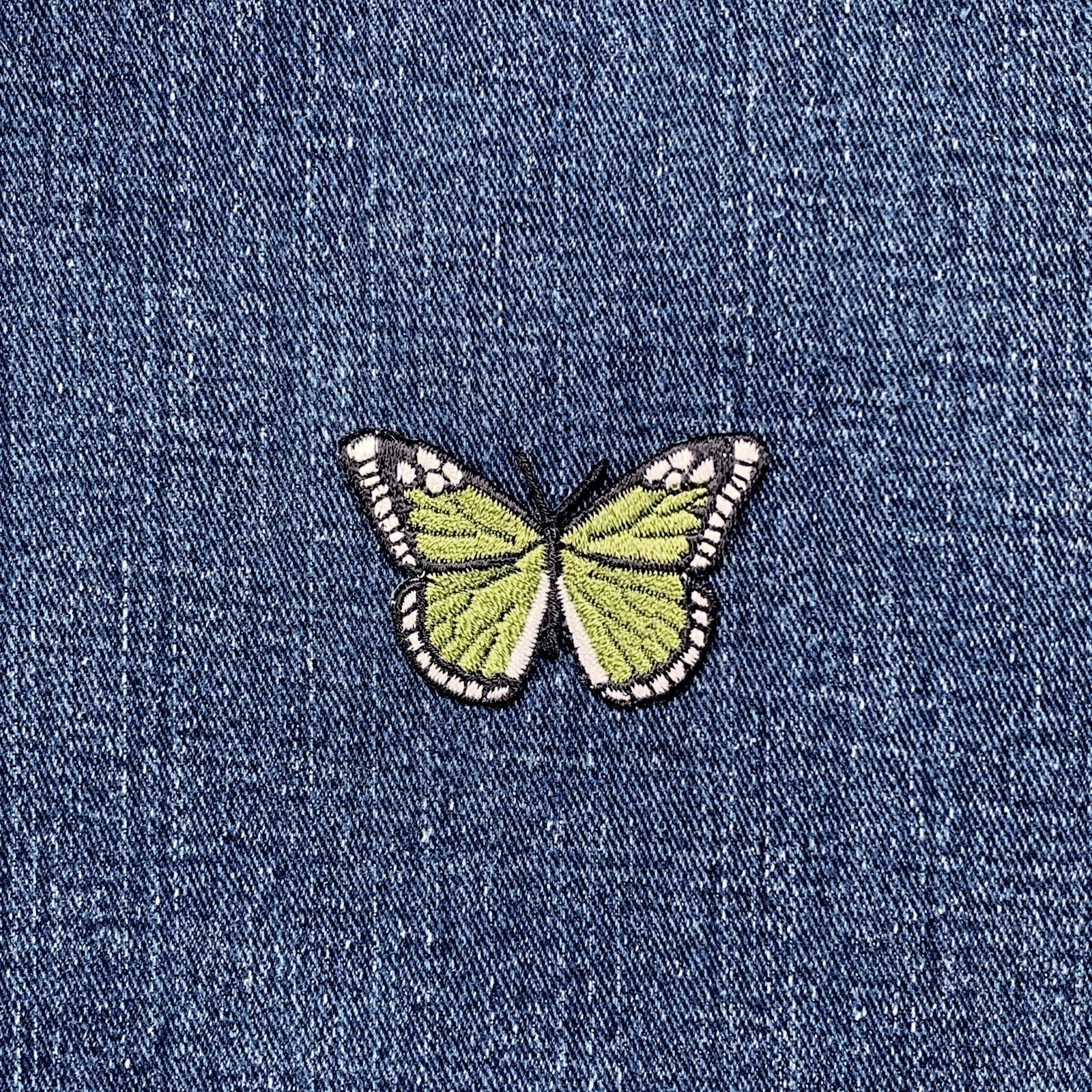 Olive Green Butterfly Applique Patch - Embroidered Insect Badge 2" (Iron On)