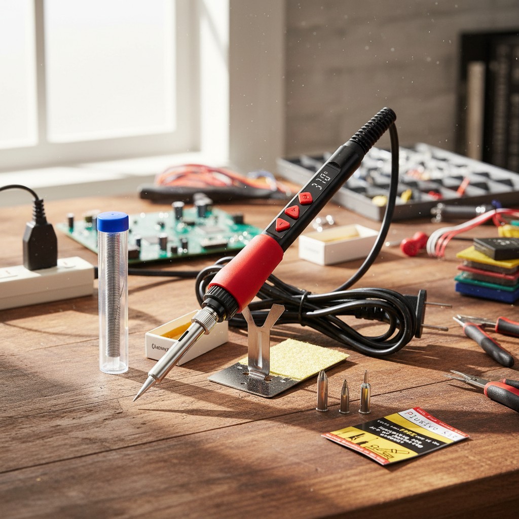 Portable 60W Digital Soldering Iron with Heat Resistant Grip - Ideal for Repairs