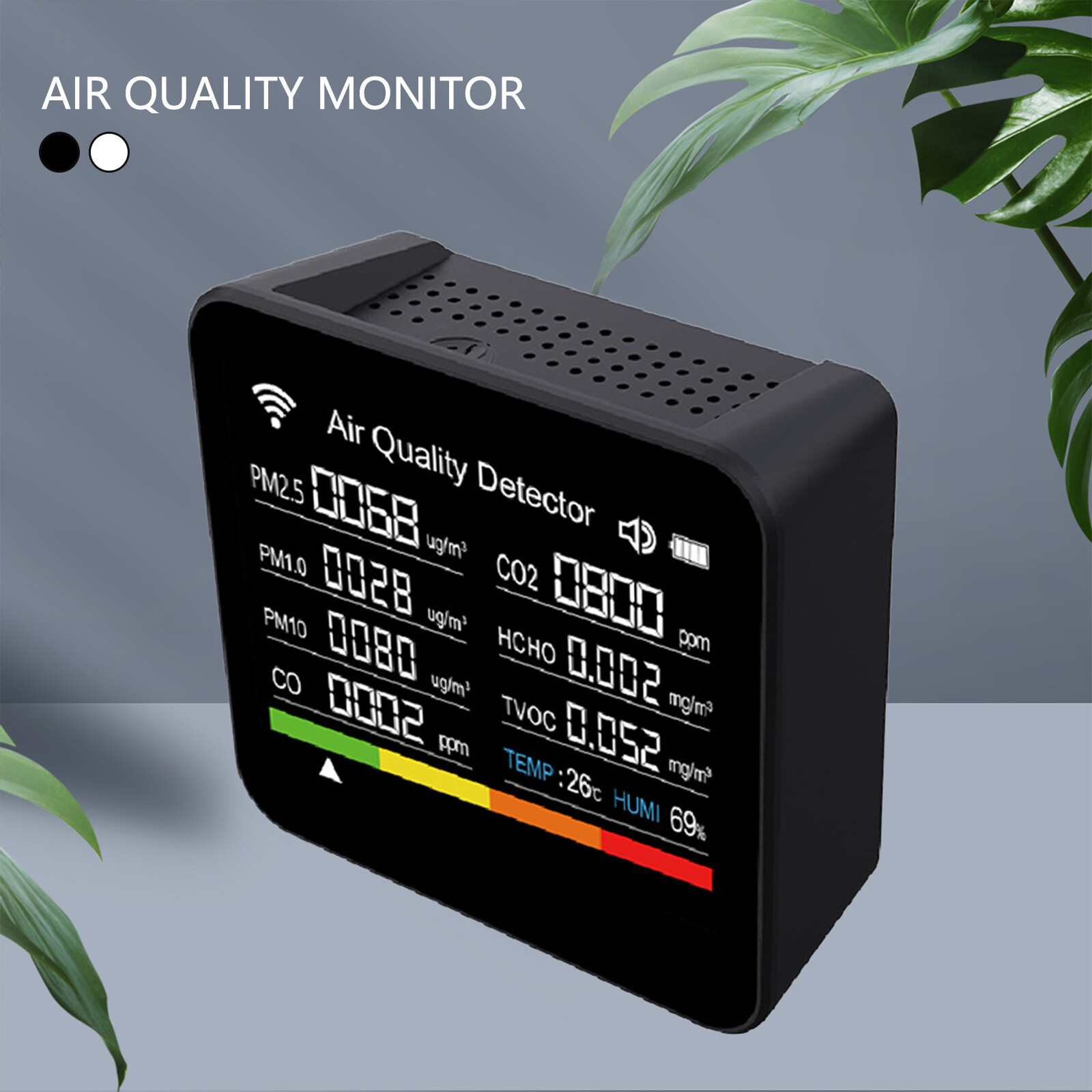 WiFi Smart Air Quality Monitor CO2 TVOC CH2O PM2.5 Temperature Humidity Tester