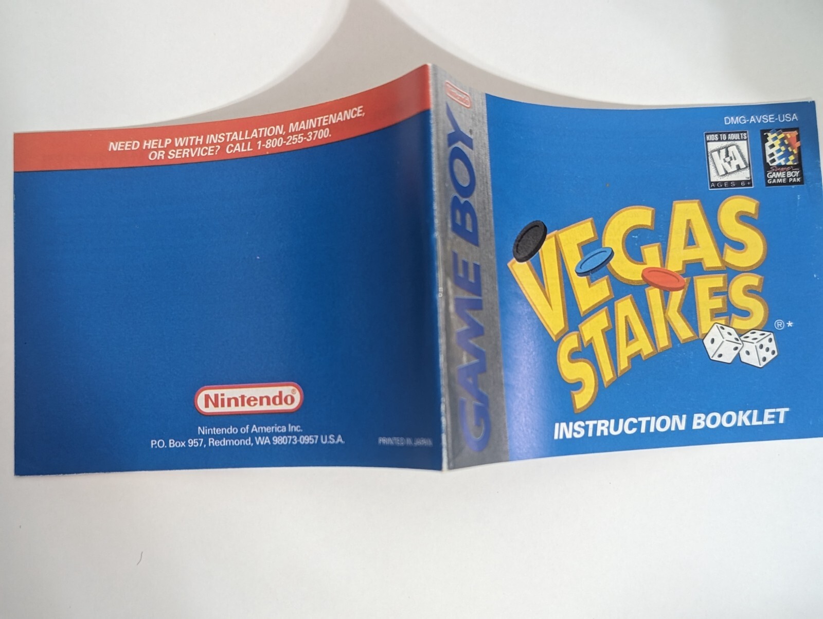 Manual Only - Nintendo Game Boy Vegas Stakes