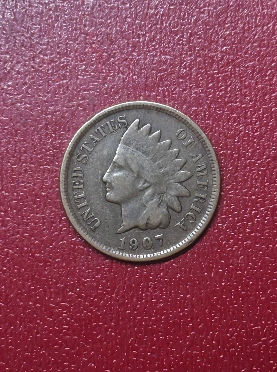 1907 Indian Head Cent Fine Condition Nice Details USA Exact Coin Imaged #CW129