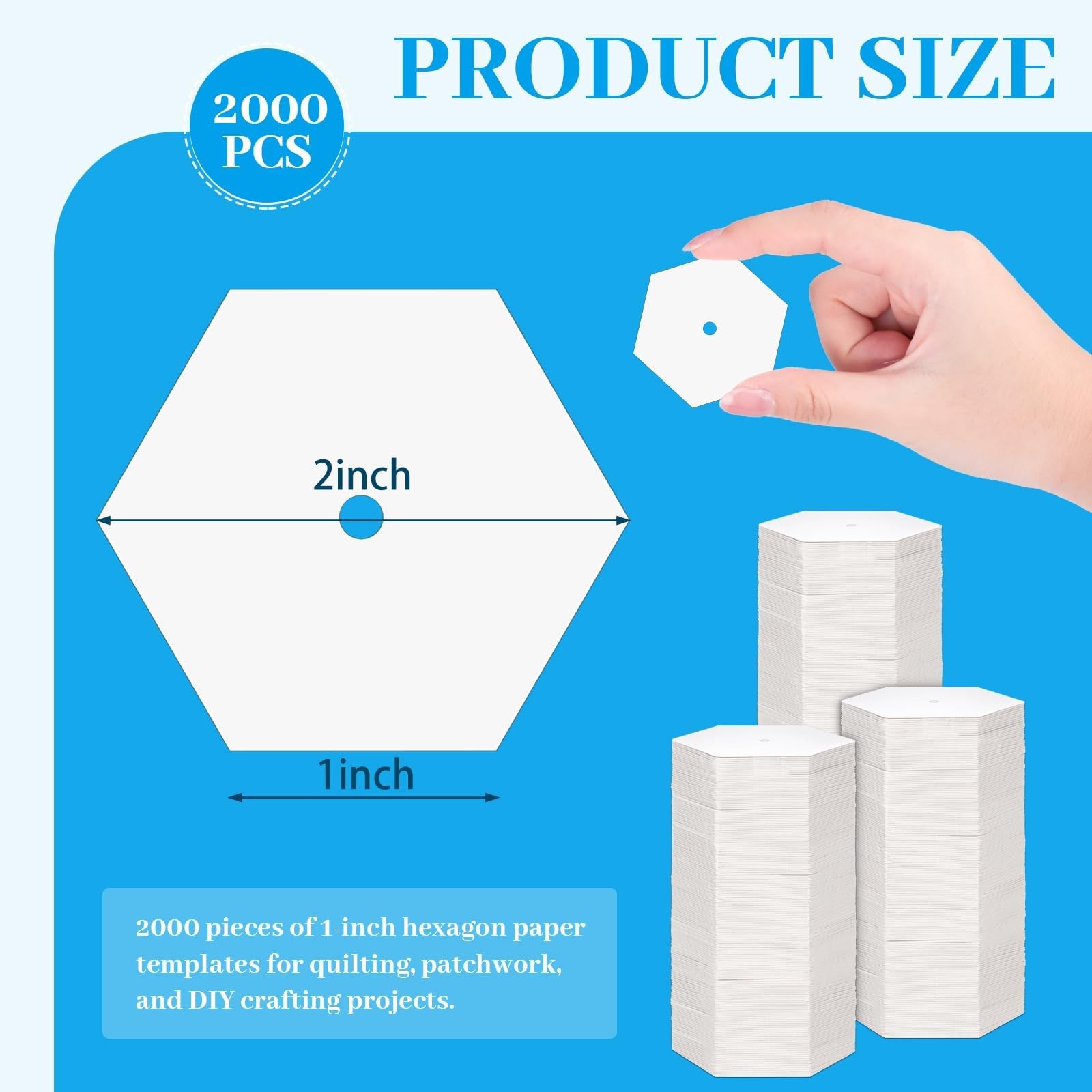 500 PCS Paper Piecing 1 Inch Hexagon Quilting Templates DIY Patchwork