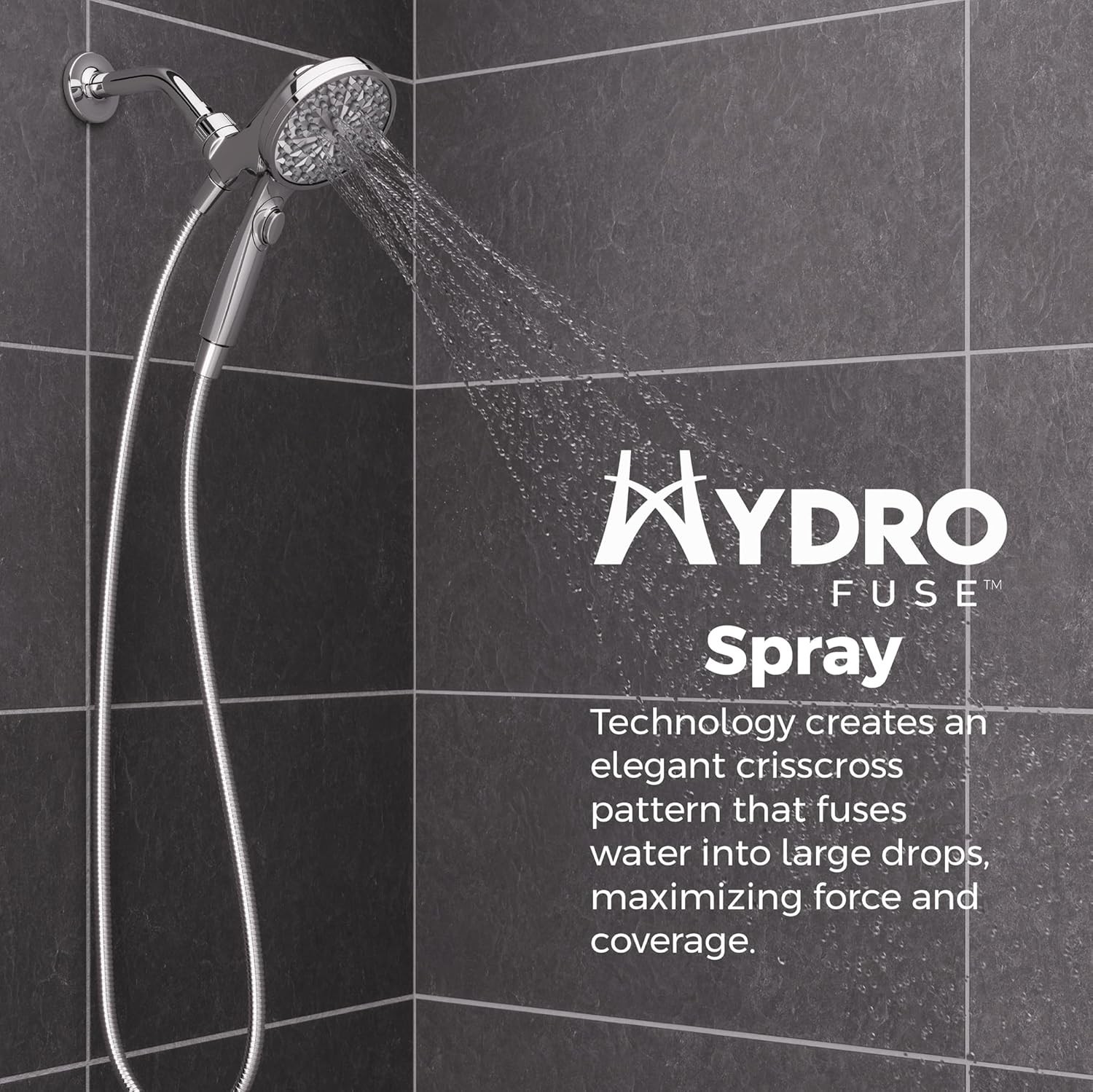 HydroFuse Handheld Shower Head with Magnetic Docking 6-Function High Pressure