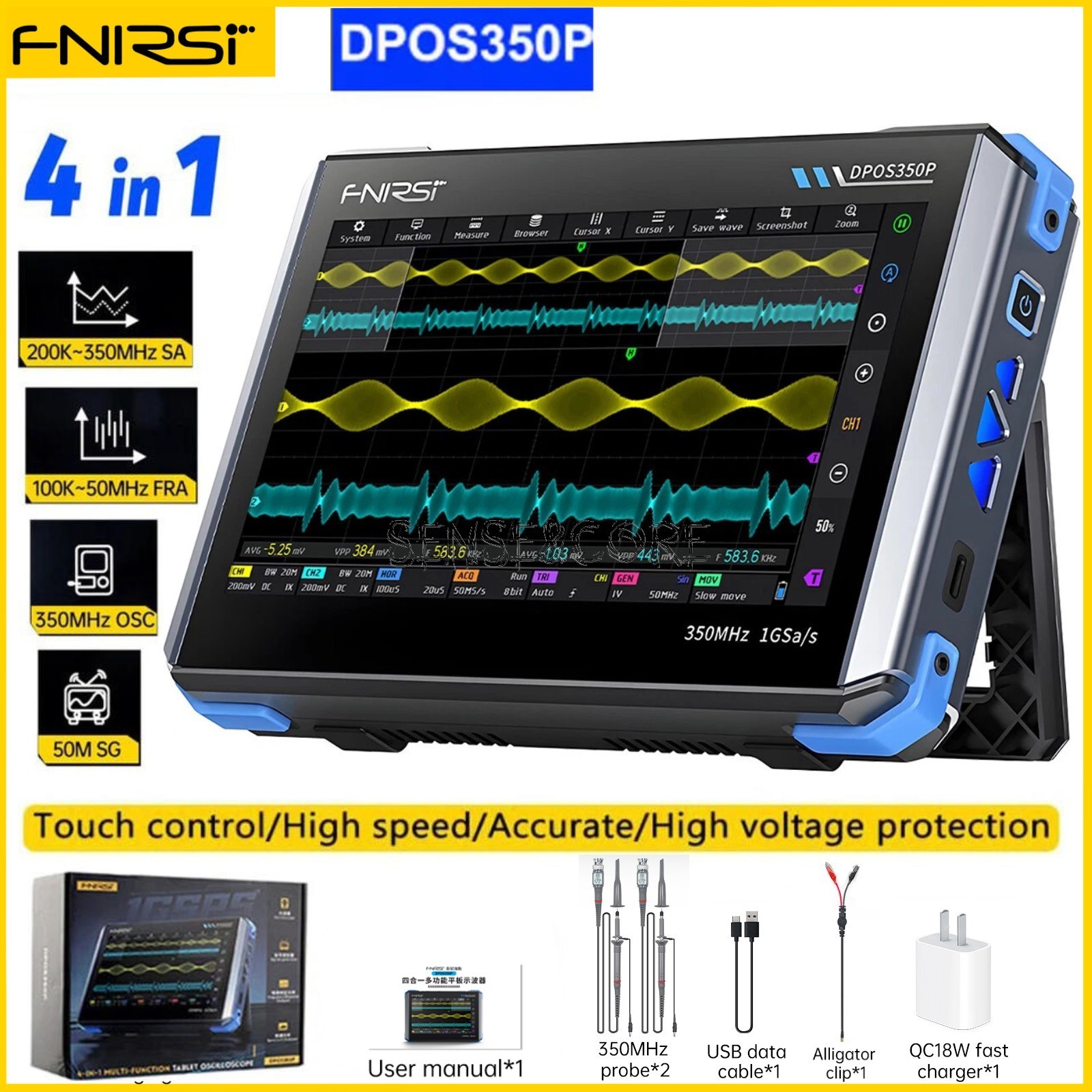 FNIRSI DPOS350P 4-in-1 Digital Oscilloscope Signal Generator Spectrum Analyzer