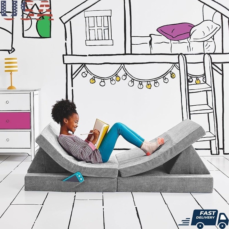 Modular Kids Play Couch Convertible Sofa Storage Couch Durable Foam 4 Pieces New