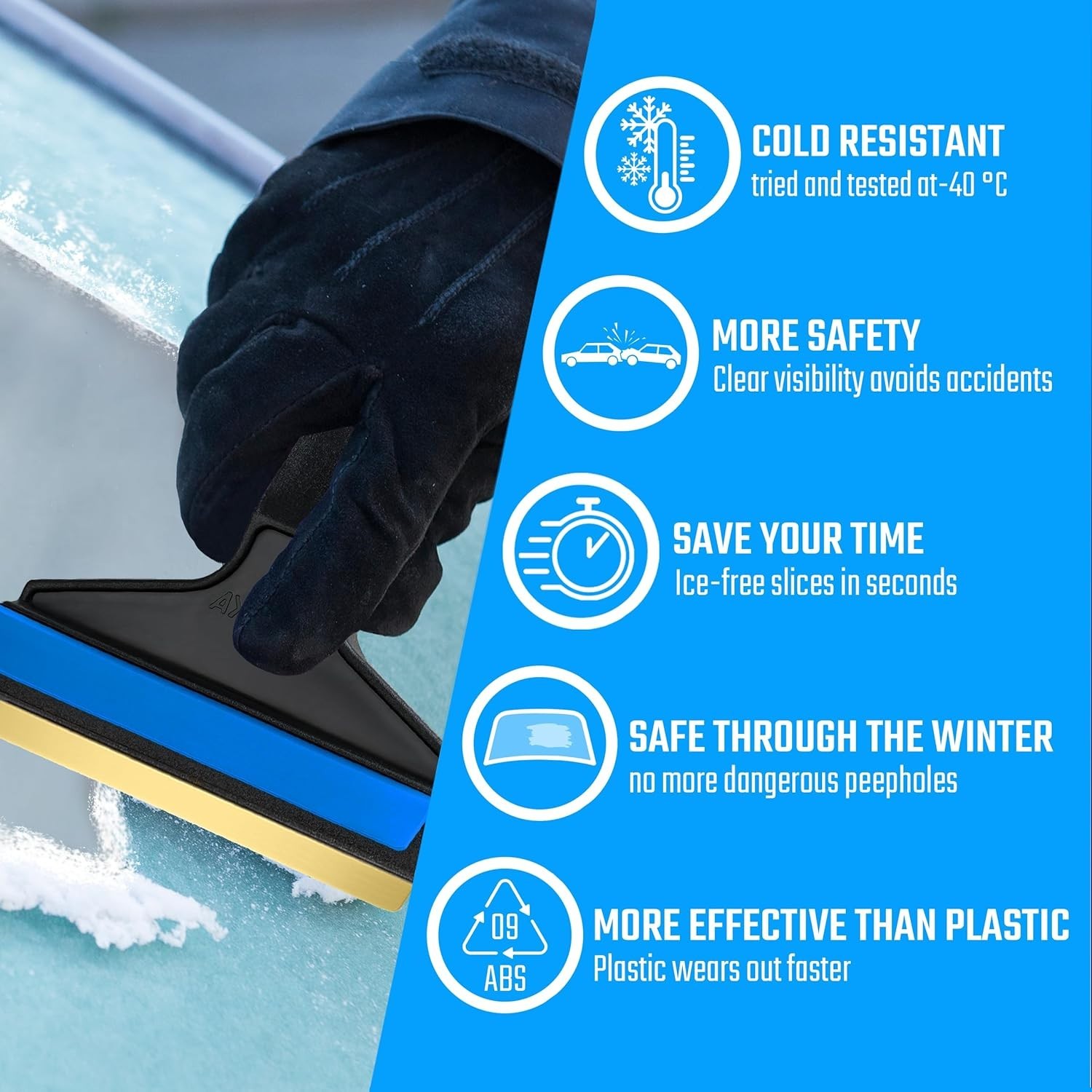 Car Ice Scraper Brass Blade 14,5 inch 2 Pack Ice Scraper Long Handle Ice Scraper