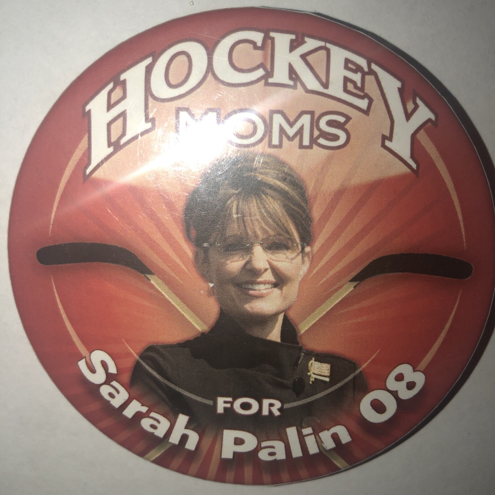 Hockey Moms For Sarah Palin 08  3” pinback button pin