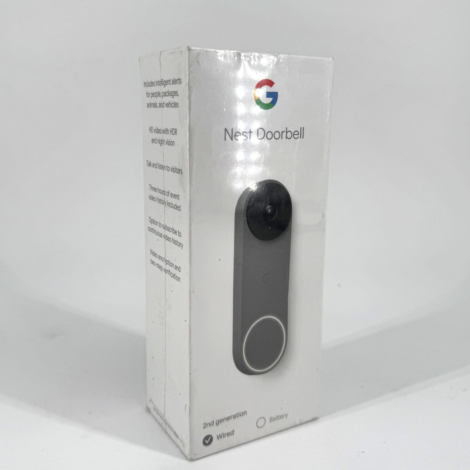New Google Nest Doorbell 2nd Gen Ash Grey Wired, Sealed Box
