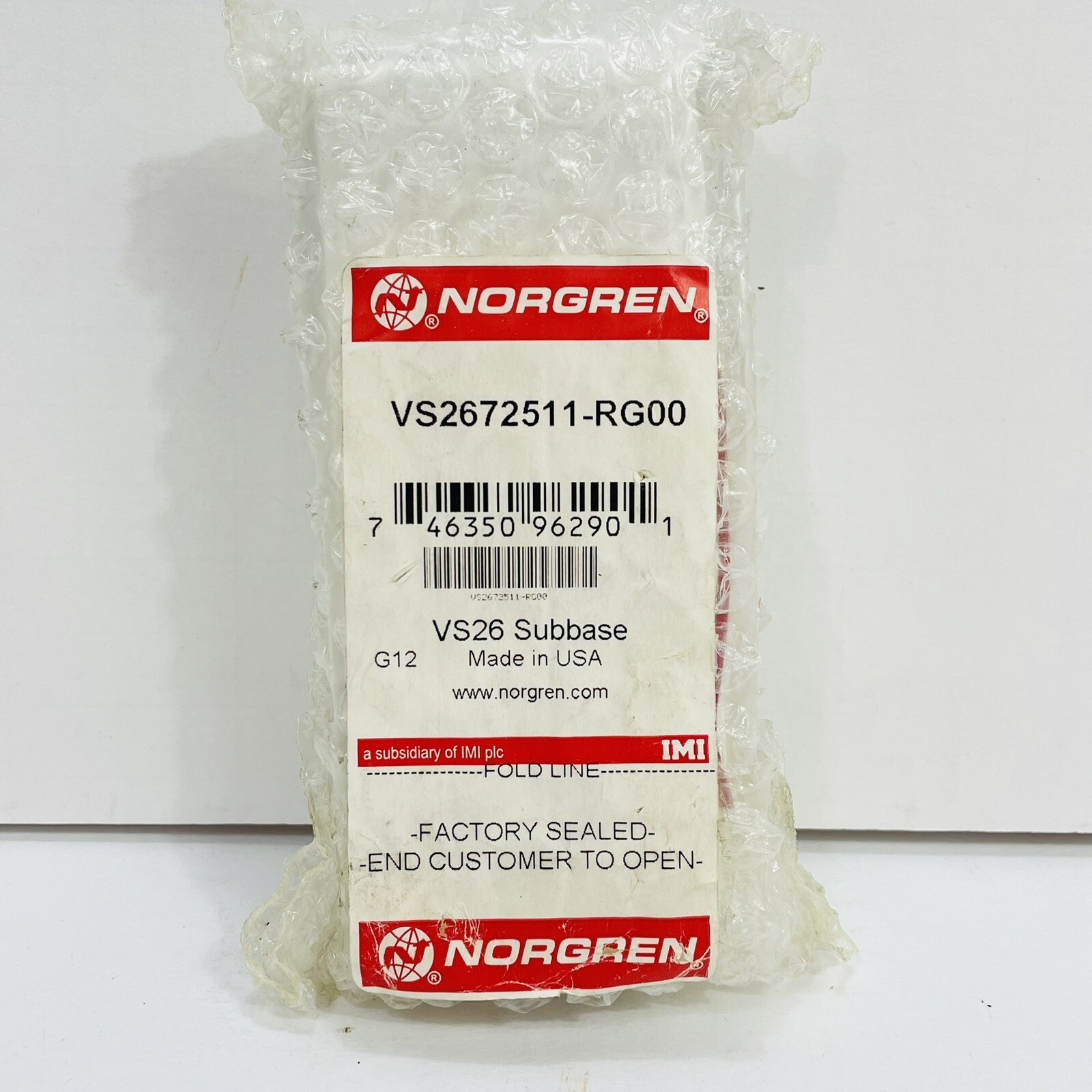 Norgren VS2672511-RG00 VS26 Subbase 1/4” NPT Ported 24Vdc/115Vac ~NEW~