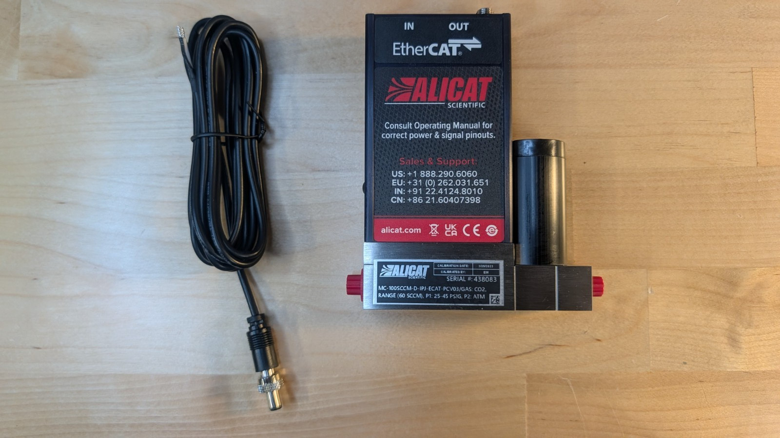 Alicat MC-100SCCM-D-IPJ-ECAT-PCV03 Mass Flow Controller EtherCAT CO2 60 SCCM