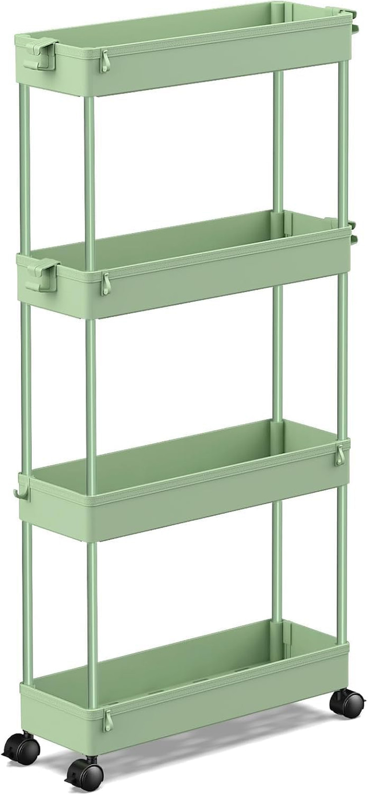 Slim Rolling Storage Cart 4 Tier Bathroom Organizer Utility Cart Mobile Shelving