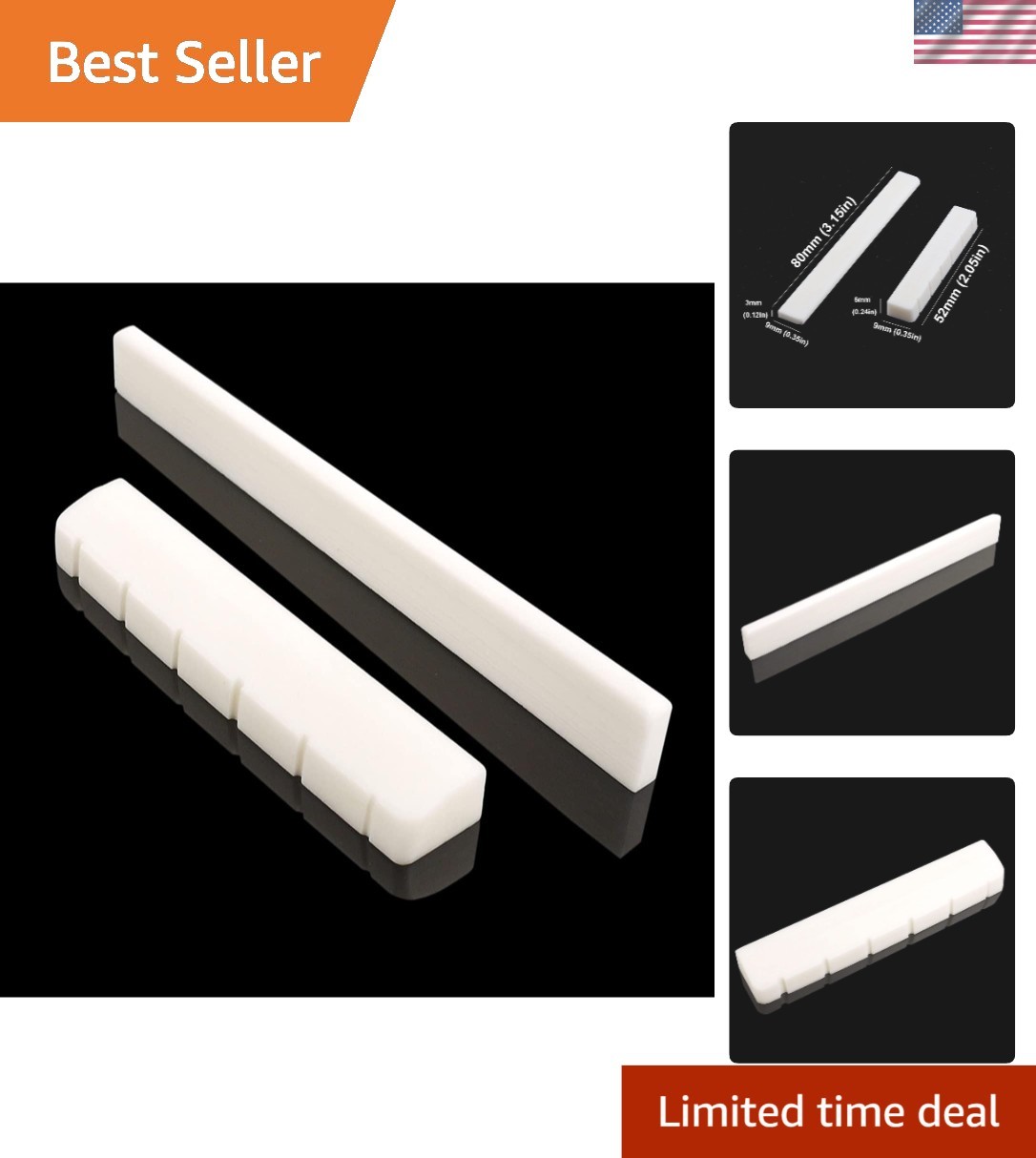 Natural Bone Nut and Saddle Set for Classical Guitar - Enhance Tone