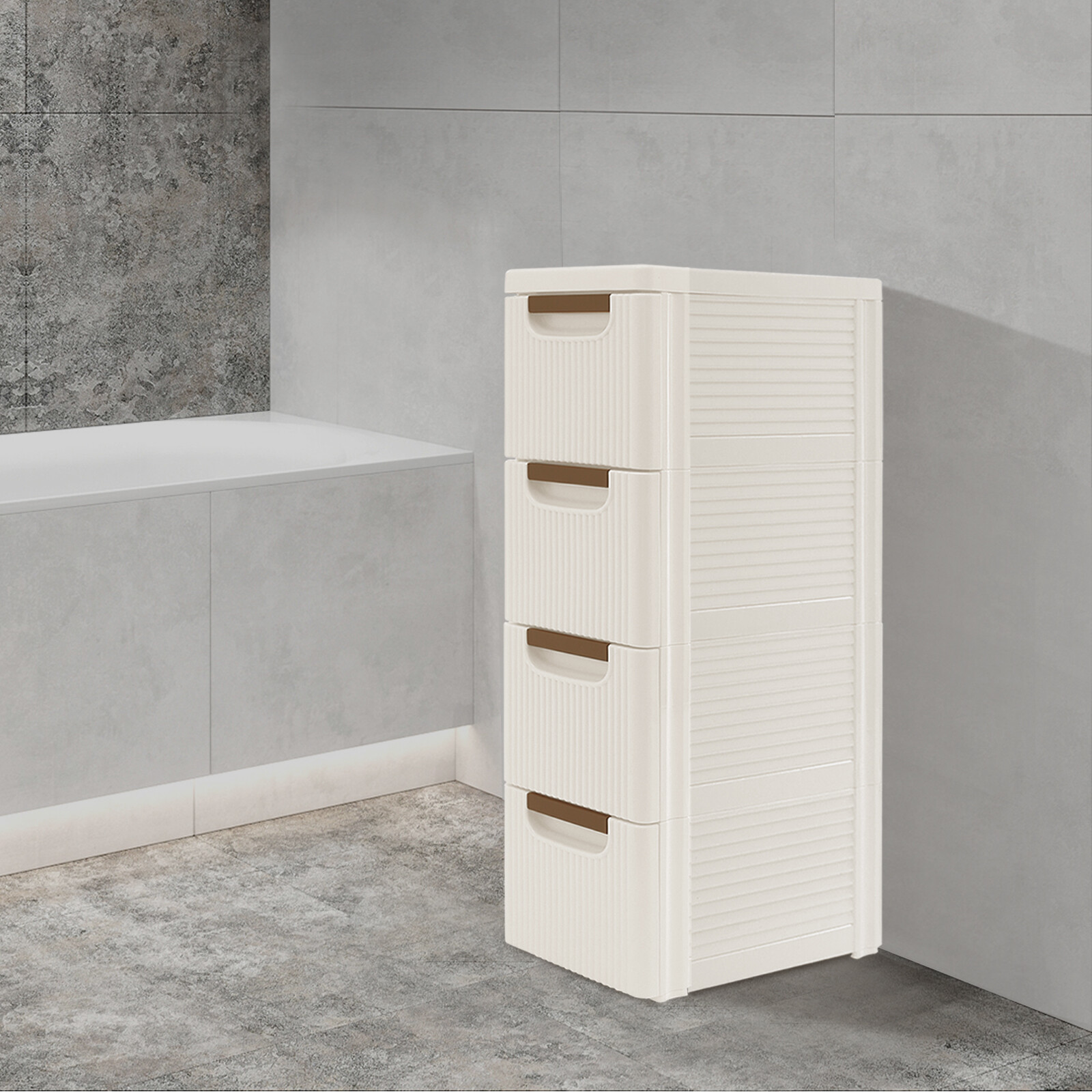 White Slim 4 Drawer Rolling Storage Cart Organizer for Office Bathroom Kitchen