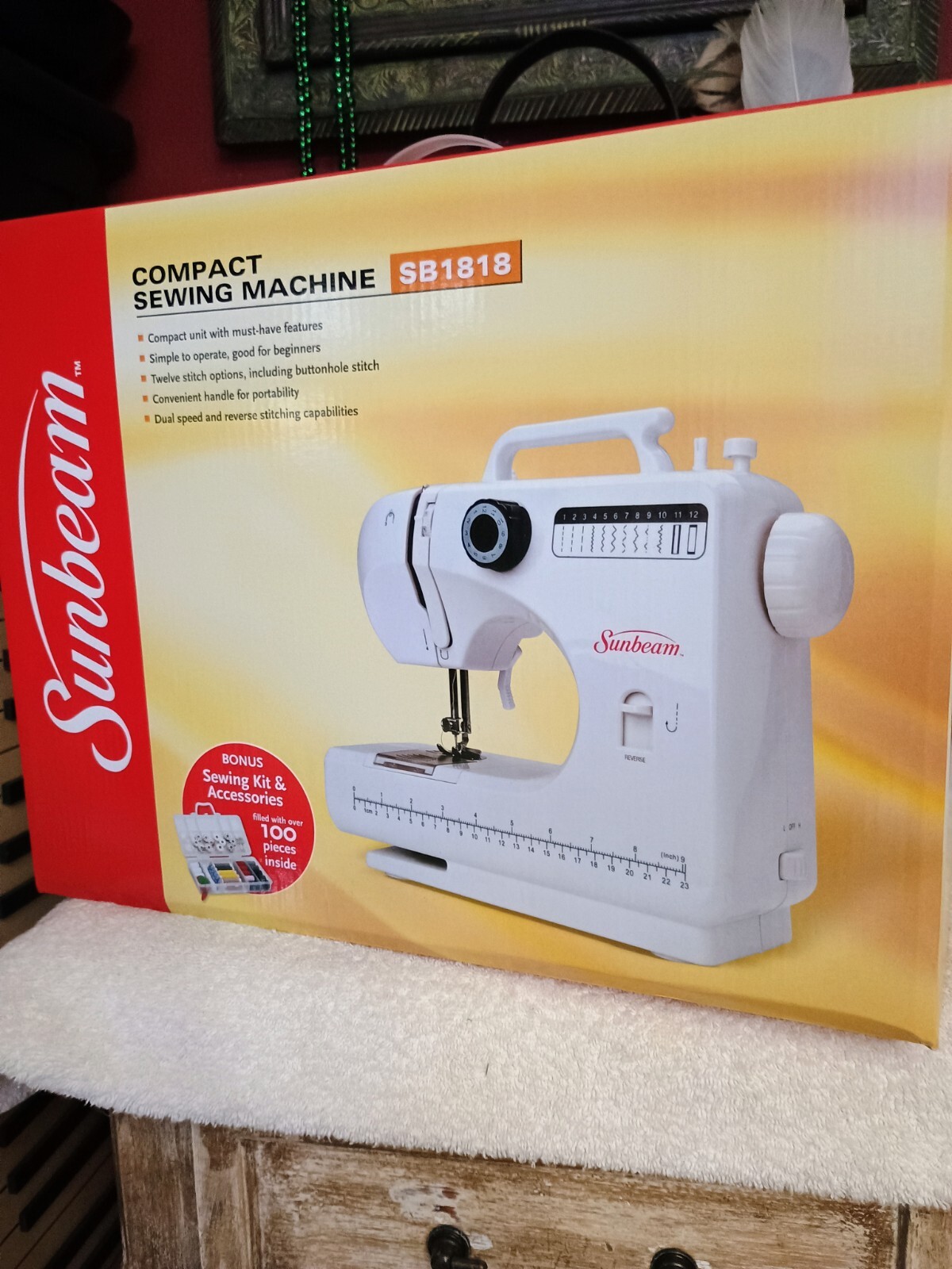 NEW IN BOX Sunbeam SB1818 Compact Sewing Machine With Bonus Sewing Kit 100 Piece
