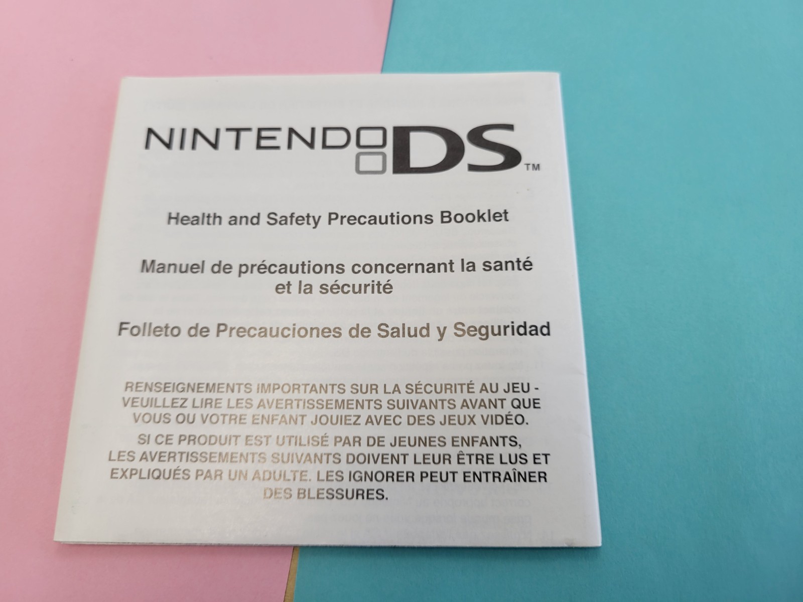 Nintendo DS Authentic Health & Safety Precautions Manual Booklet Only