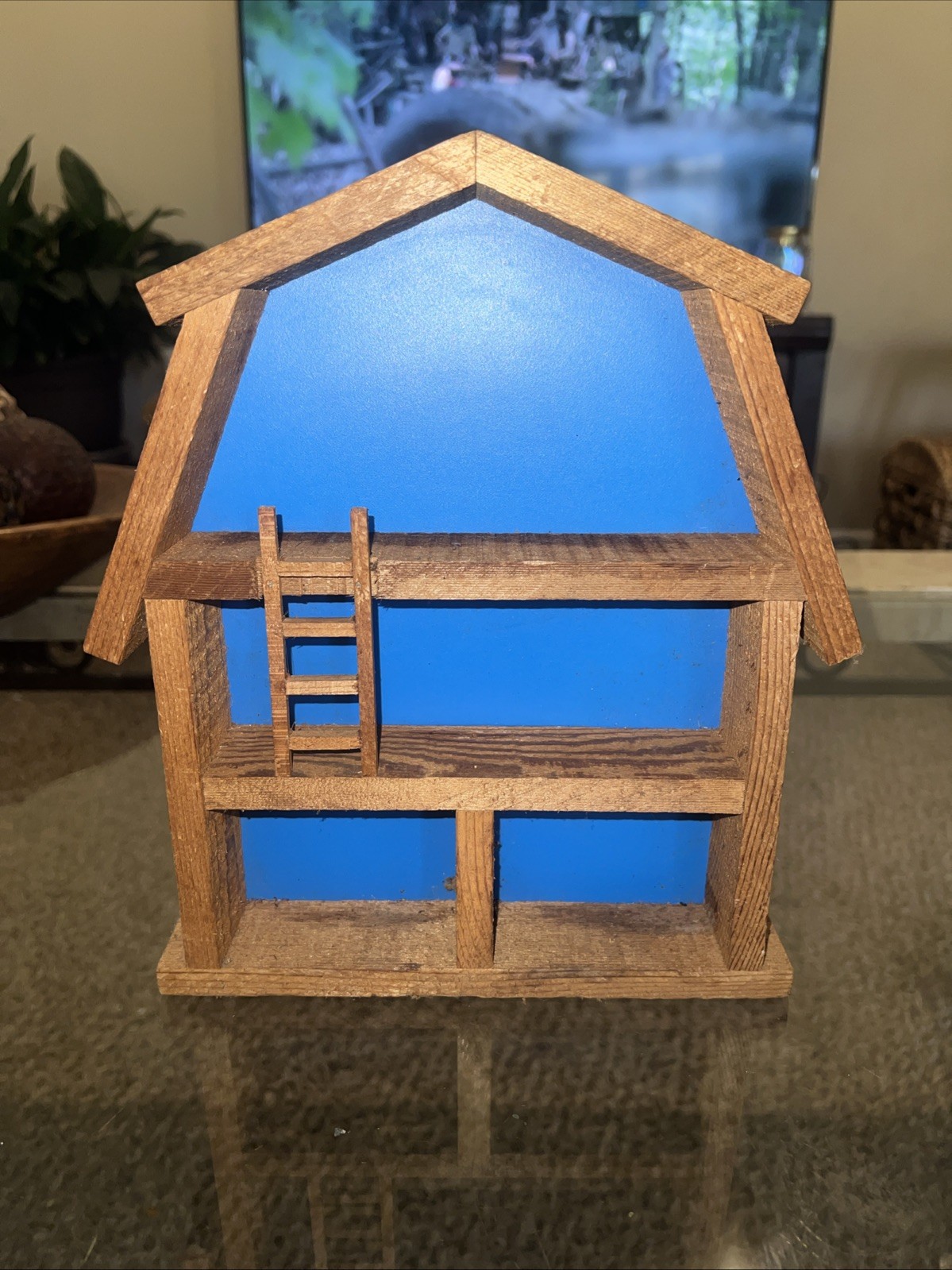 Vintage Handmade Adorable Miniature 3 Story Barn Shaped Wall Decor Shadow Box
