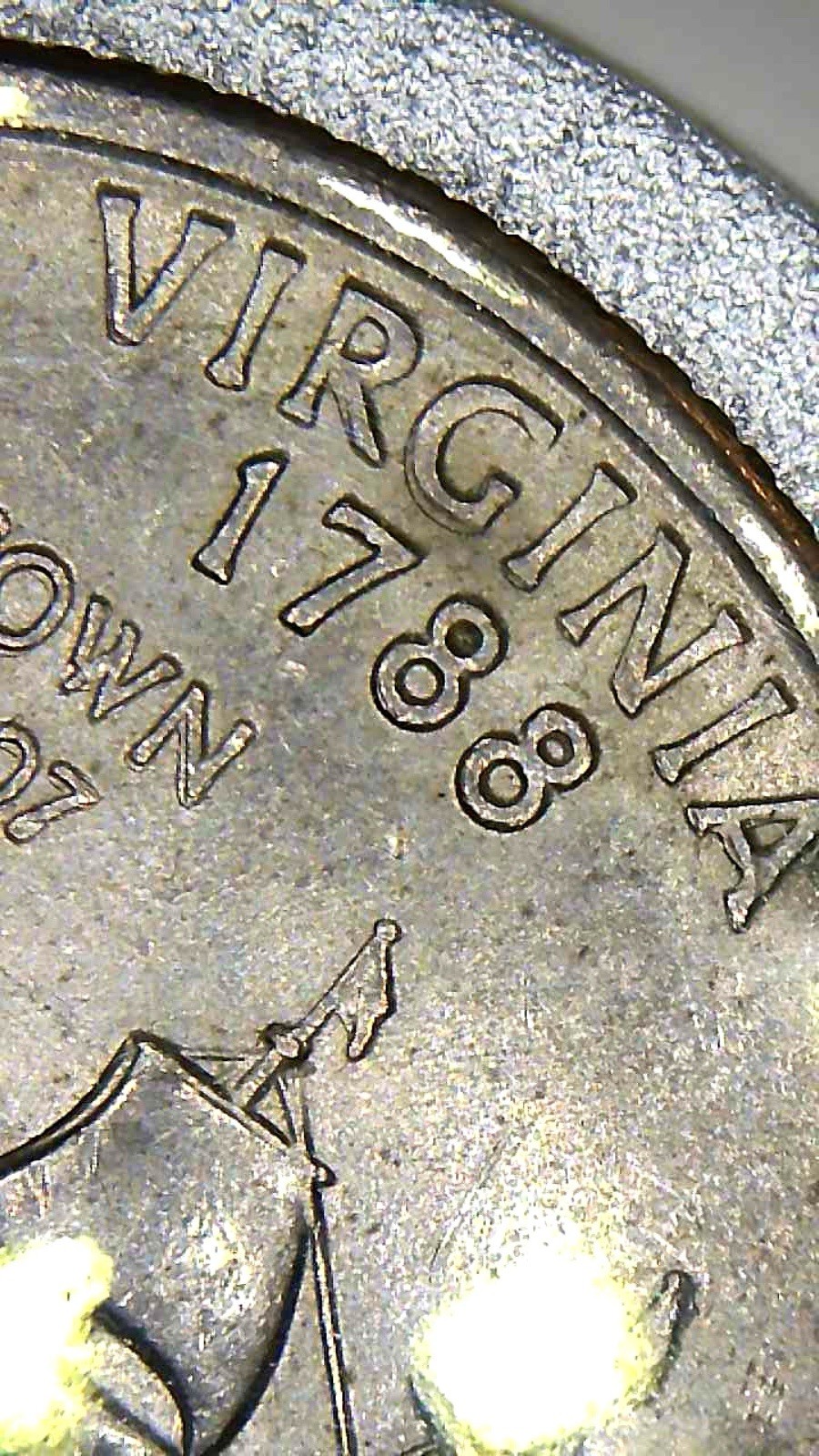 2000-P Virginia Quarter, DDR, Letters Above Ship, Main Sail Dbling-Circulated