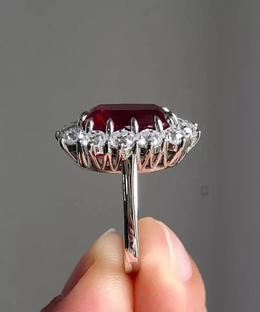 2Ct Cushion Cut Lab Created Red Ruby Gift Engagement Ring 14k White Gold Plated