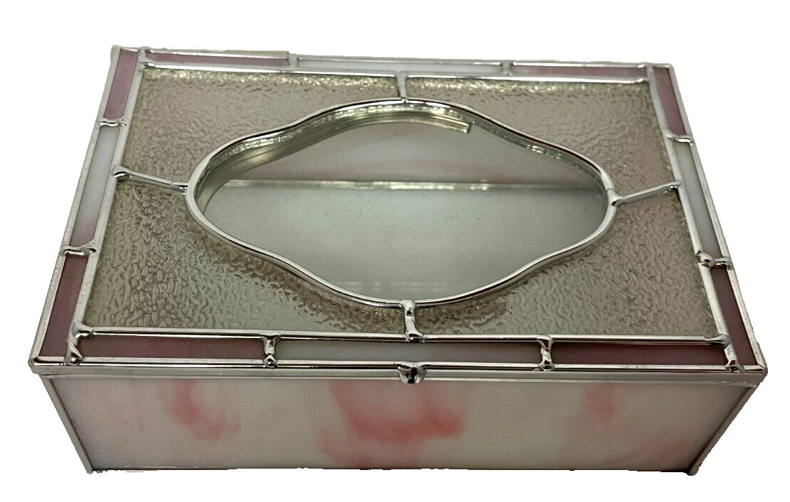 Stained Glass Trinket Box Blush Pink, Pebble Clear Hinged