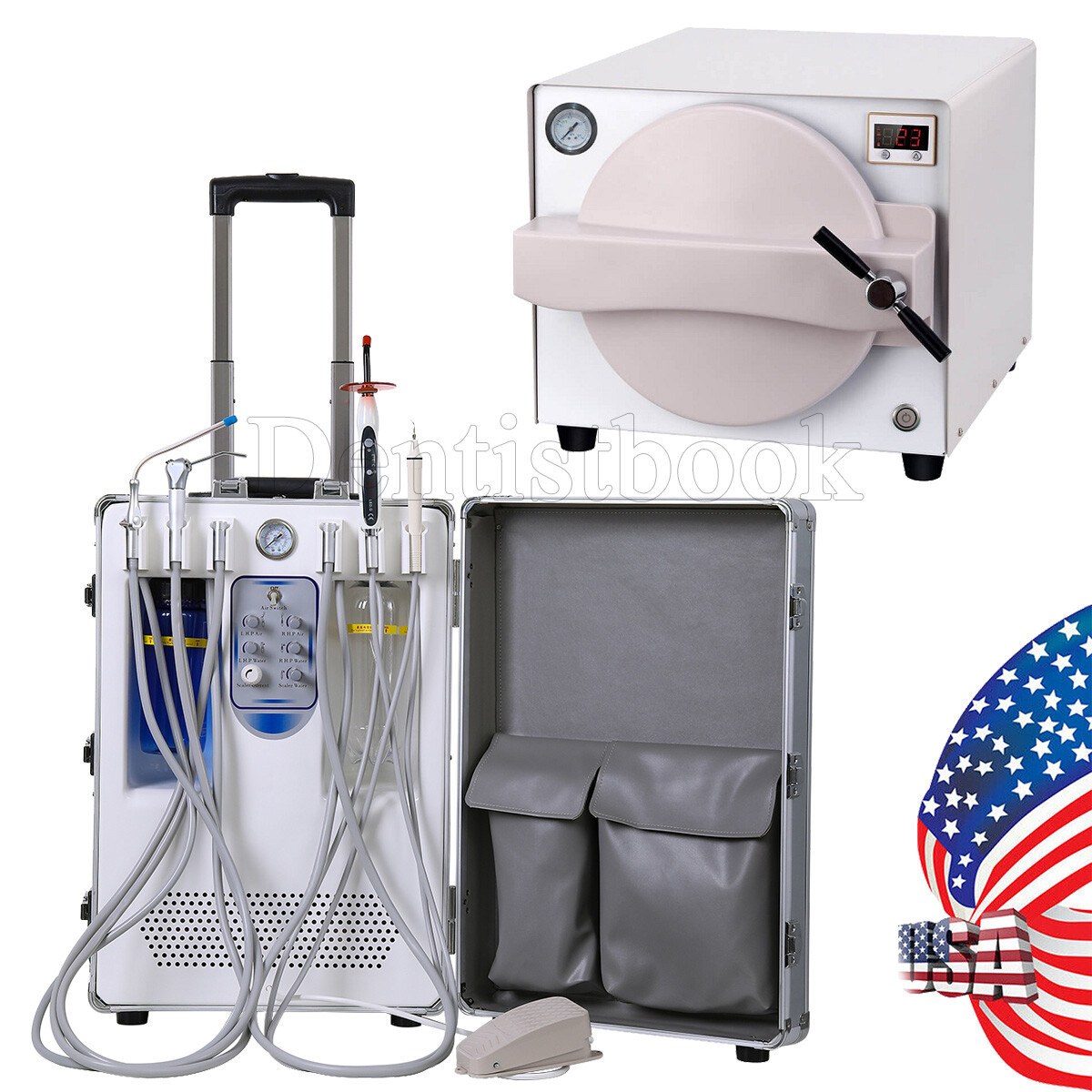 Dental Delivery Suction Unit Air Compressor Cart /Autoclave Steam Sterilizer 18L