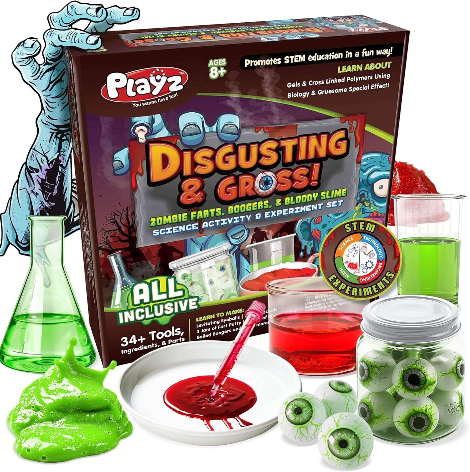 Playz Disgusting n' Gross Zombie Poop, Boogers, & Bloody Slime Science Activity