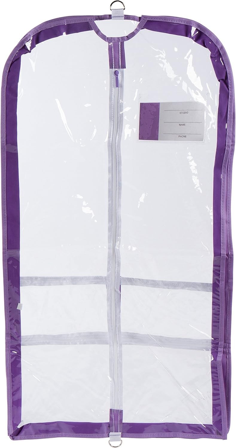 Clear Garment Bag with ID Pocket Lavender