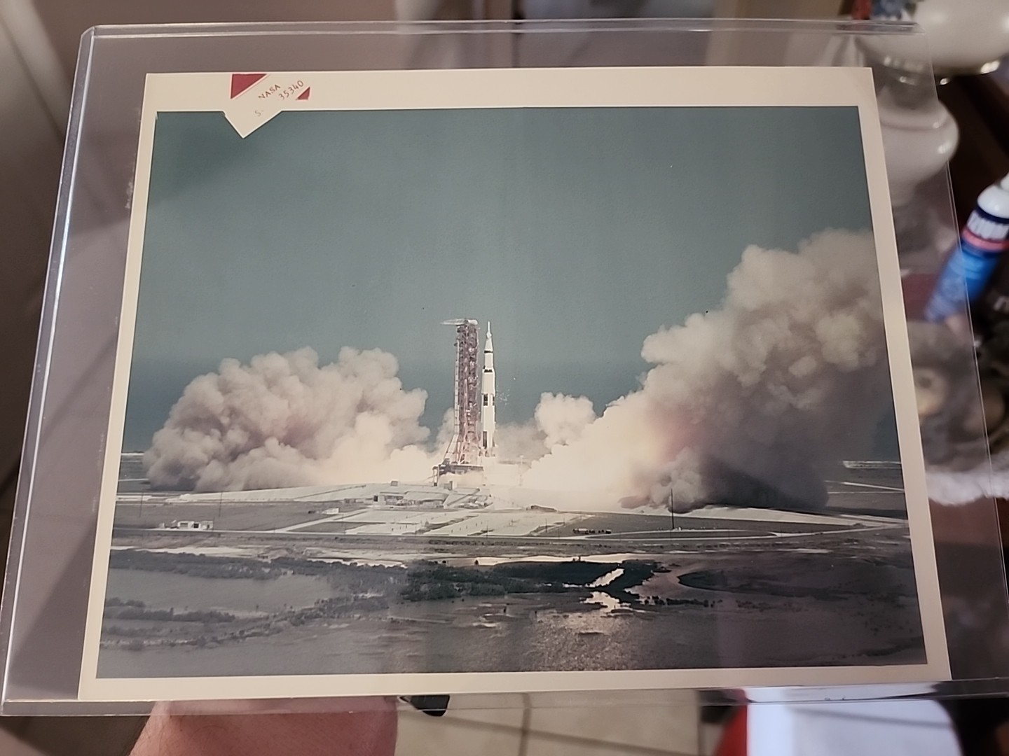 Official NASA Red Letter Photo Printing Error Launch Of Apollo 16.