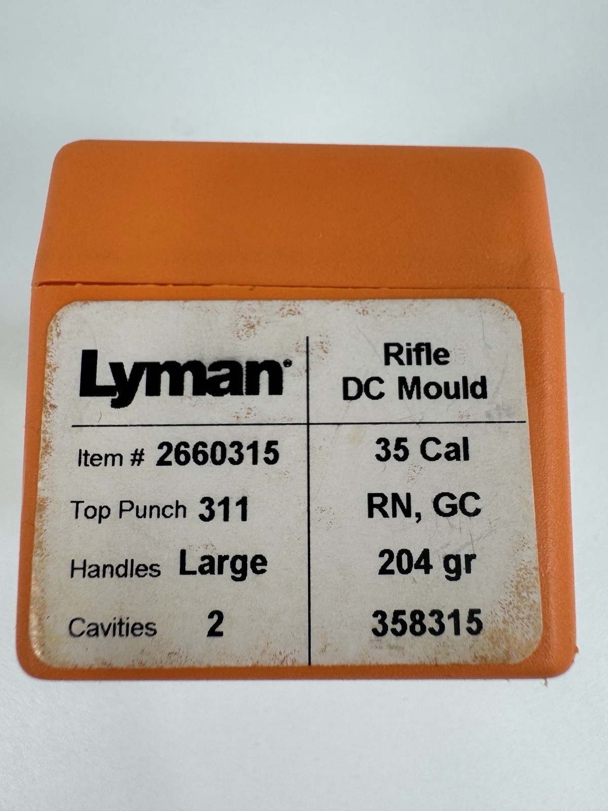 Lyman 358315BV 35 Cal 204gr RN GC 2 Cavity Bullet Mold w/ Box Large Handles