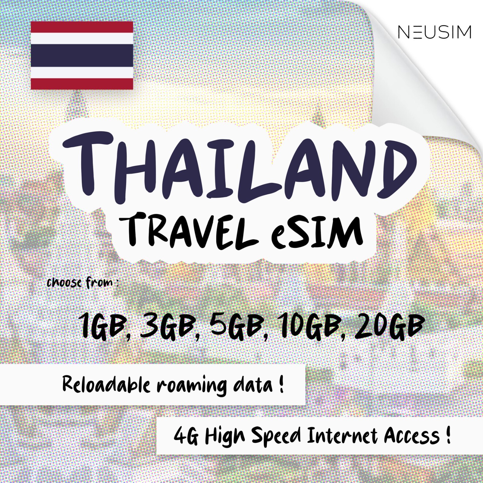 NeuSIM Thailand eSIM 5-20GB Data | Same Day DELIVERY!