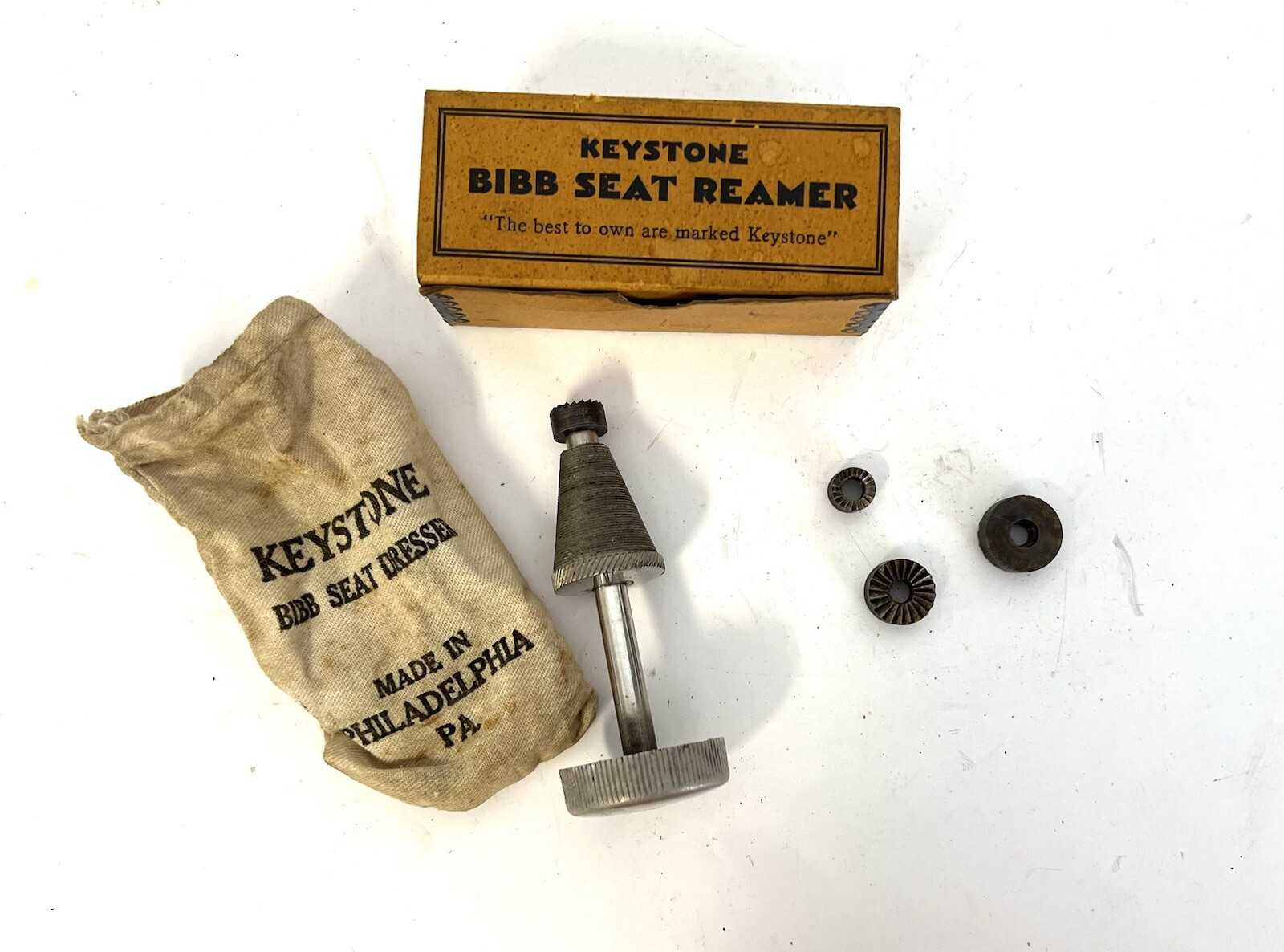 Vintage Keystone Bibb Seat Reamer Tool with Box, Bag & 4 Cutters