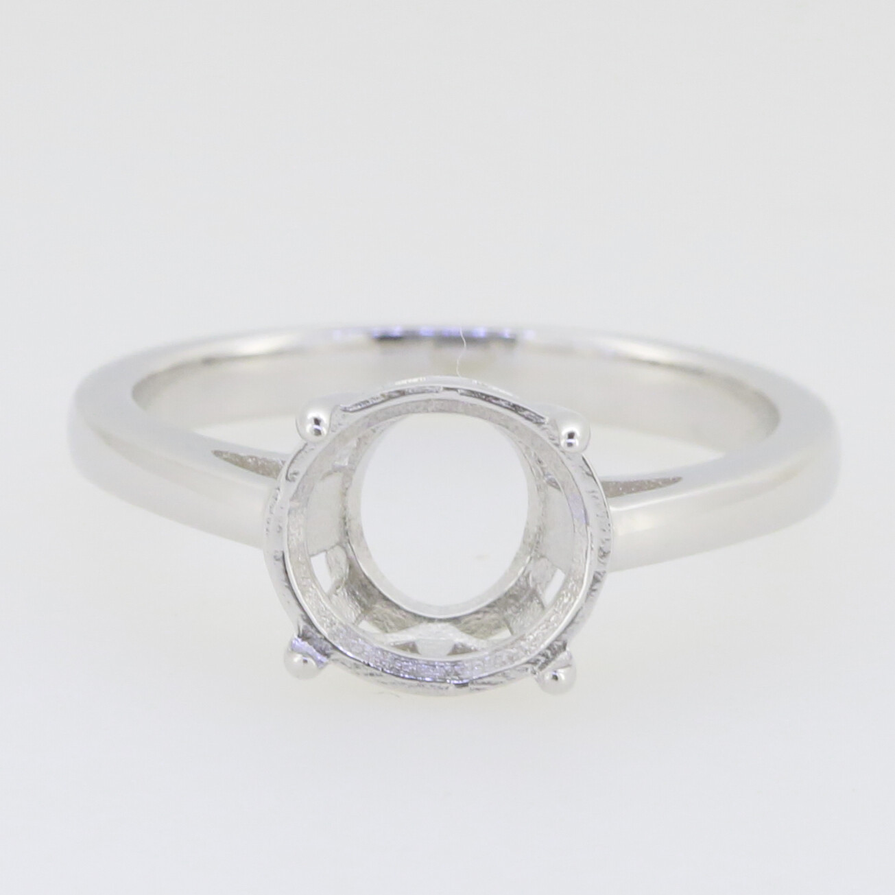 Sterling Silver Semi Mount Ring Setting Round RD 9x9mm Solitaire White