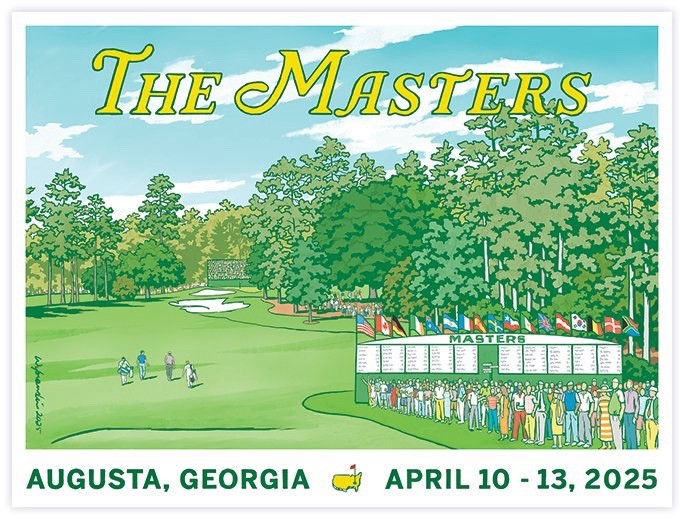 Official 2025 Masters Tournament Golf Poster 18" x 24" Lee Wybranski 🔥 ⛳