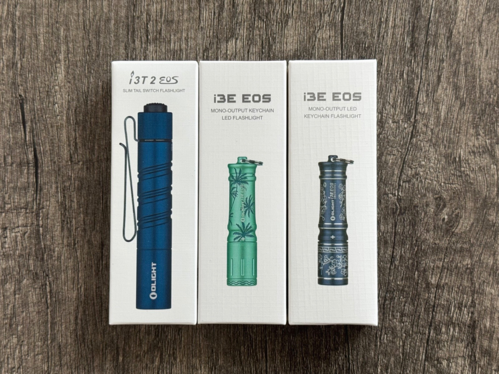 Olight i3T 2 EOS Midnight Blue, i3E EOS Summer Palm & Blue Porcelain (ALL NEW)